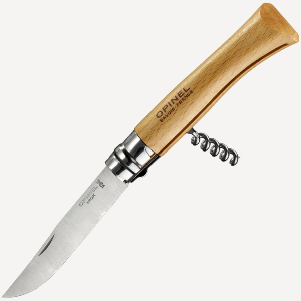 Нож со штопором Opinel №10 VRI (INOX) 10см (Бук / нерж. Сталь)